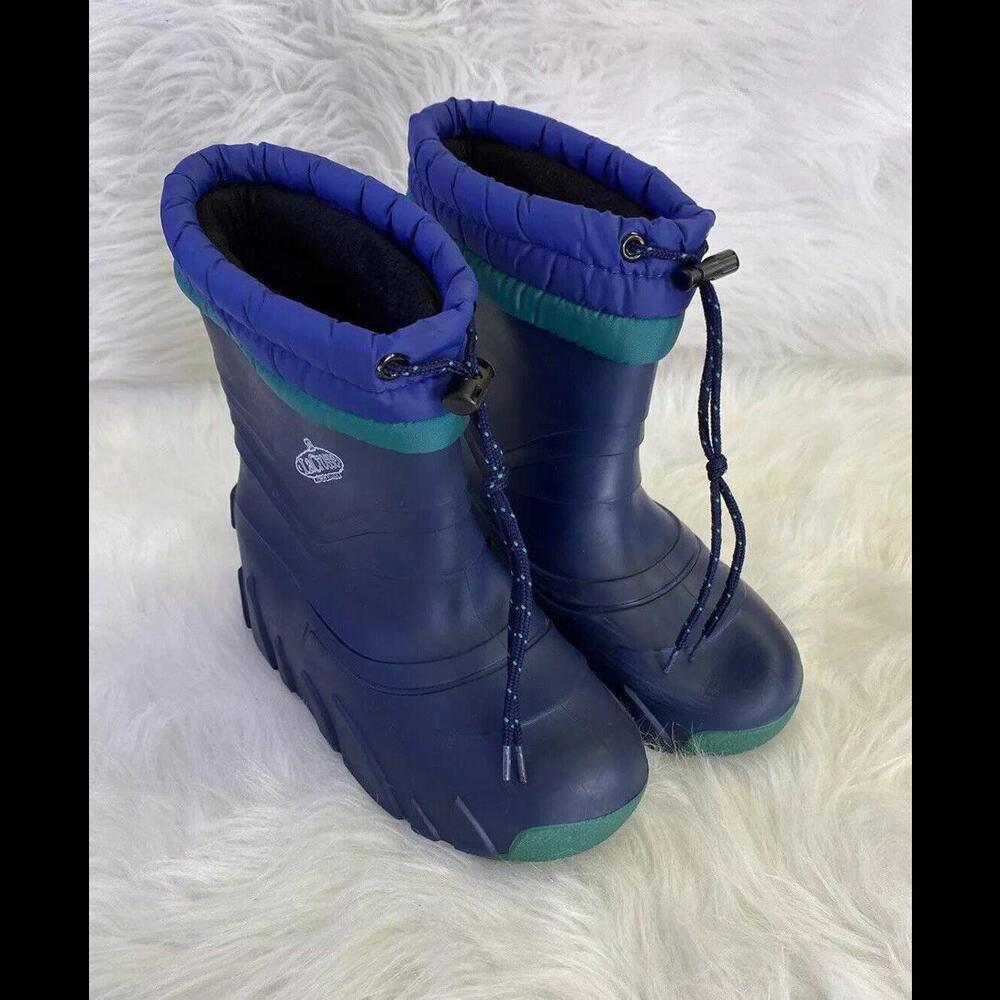 Lacrosse USA Unisex Kids Blue Insulated Waterproof Boots Logo Rubber Sz 4